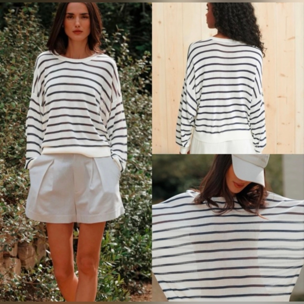 Jenni Kayne White Sweater with Black Stripes